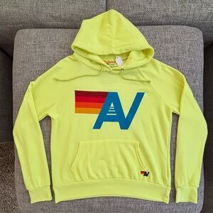 NWT Aviator Nation 🌈 Neon Yellow Logo Hoodie Unisex Size Large